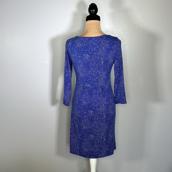 Boden Blue White dot 3/4 Sleeve scoop neck Stretch Dress 8L teacher work casual - Picture 6 of 14